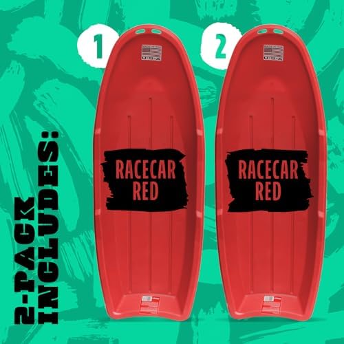 Flexible Flyer Winter Lightning Snow Sleds for Kids and Adults (Red) - 48 Inch Toboggan Style Plastic Sled with Hard Bottom for Fast, Smooth Rides - 1 or 2 Riders