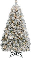 Yaheetech 4.5ft Pre-Lit Snow Flocked Artificial Christmas Tree, 100 Lights
