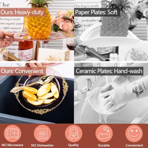 Hioasis 175 Pcs Burgundy Gold Plates for Party