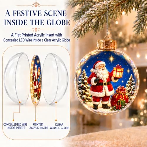 6 Pack Lighted Christmas Ball Ornaments with Concealed LED Wire