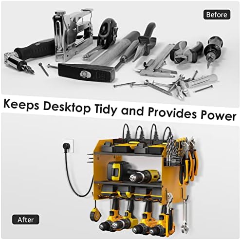 CCCEI Wall Mount Modular Tool Charging Organizer, Yellow, 1 Pack, 3 Tier.