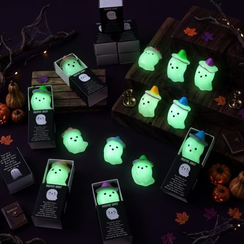60 Sets Halloween Positive Gifts Luminous Ghost Desk Decor Trinkets, Clear