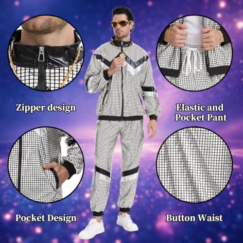 80s Outfits for Men Women,90s Tracksuit Retro Party