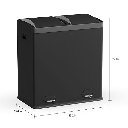 Step N' Sort The 60 Liter 2 Compartment Trash and Recycling Bin, Black (900602B)