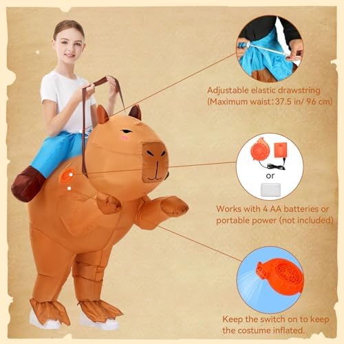 XYJKIDSES Inflatable Capybara Costume Kids,Kids Blow Up Costumes Halloween Costumes Boys Girls Funny Ride on Animal Costume for Cosplay Party