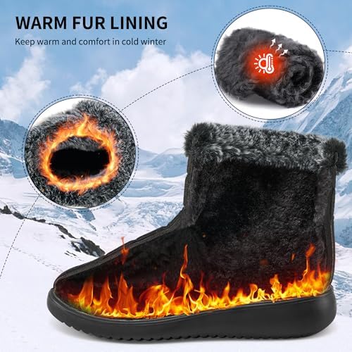 Winter Snow Boots for Women: Comfortable Warm Fur Lined Ankle Booties Non Slip Waterproof Boots for Outdoor Walking