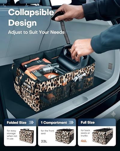 HOTOR Trunk Organizer - Foldable Car Organizer for SUVs & Sedans Storage