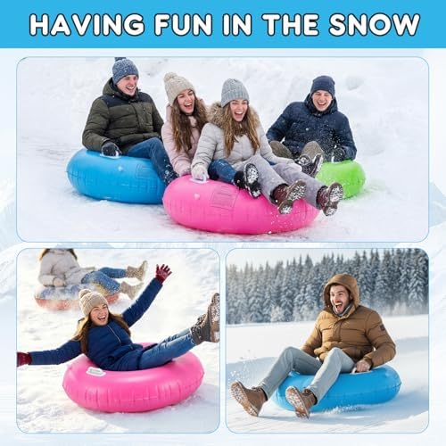 Shappy 3 Pack Inflatable Snow Tubes Handles