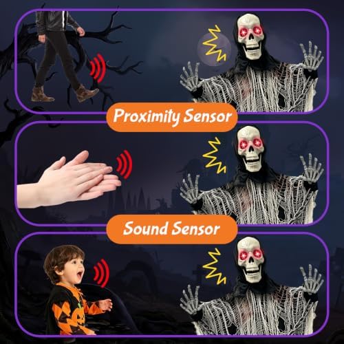 71" Life Size Halloween Outdoor Decorations with Sound Adjustable Arms