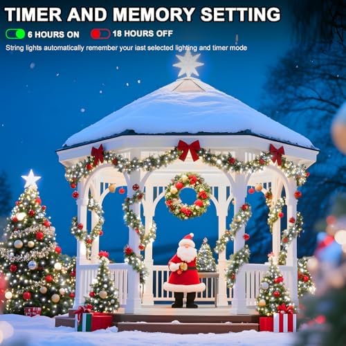 328 FT Christmas Light1000 LED Xmas Lights OutdoorChristams String Lights Waterproof 8 Modes & Timer, Fairy Lights Plug in for Weeding, Patio, Party, Holiday,Christmas Decor (Cool White)