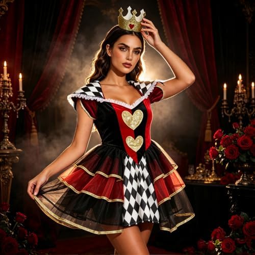 Queen of Hearts Costume Women Halloween Costume Alice in Wonderland Costume