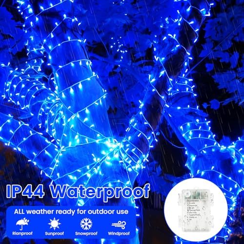 2 Pack 200 LED Battery Operated String Lights, Twinkle Fairy Lights Blue
