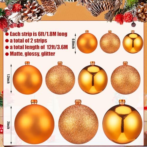 2 Pcs 6 ft Christmas Ball Ornament Garland, Orange