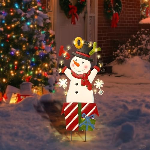 BRIGHTDECK Christmas Santa Claus Yard Sign Stake Lights Outdoor Decorations
