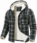 GEEK LIGHTING Men's Flannel Shirts Jacket Sherpa Lined Plaid Zipper Hoodie