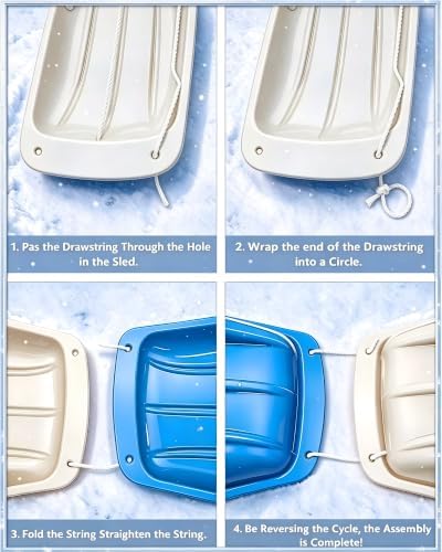 35" Snow Sled for Teens & Adults, Heavy Duty Fast Sliding Toboggan