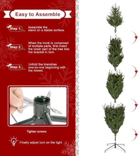 Glitzhome Artificial Christmas Tree, 9ft Prelit Hinged Slim Fir Vibrant Ascend Evergreen Xmas Tree with 700 Warm White and Multi-Color LED Lights, 9 Function w/Foot Pedal and Remote Control
