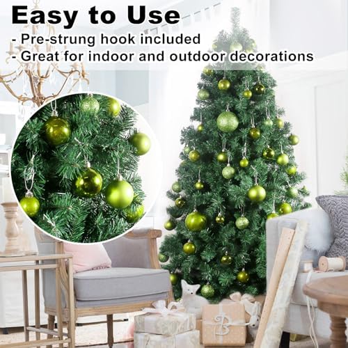 Lime Green 2.5" Christmas Balls Christmas Tree Decoration Ornaments Shatterproof Hanging Balls for Birthday St. Patrick's Day Easter Mardi Gras Holiday Wedding Decorations Set of 18pcs