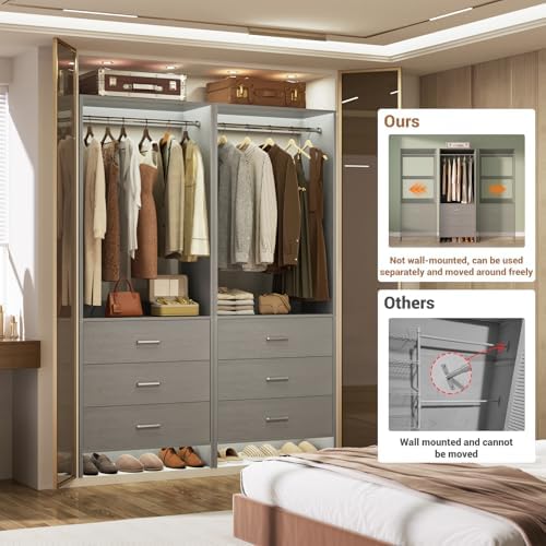 Aheaplus Closet System Closet Organizer, 3.6FT Closets, Set of 2，Grey