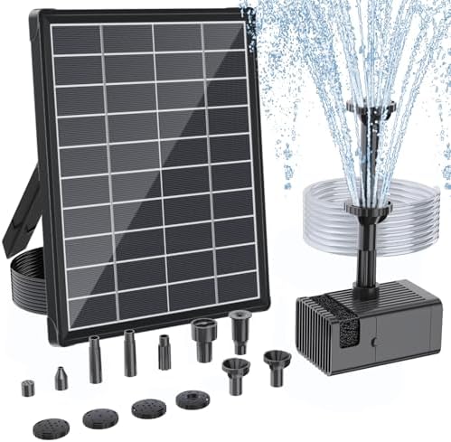 Antfraer Solar Fountain Pump 7W, Solar Water fountain for Bird Bath with Dry-Run Protection, Double-Layer Nozzles & 5Ft PVC Tubing for Bird Bath Small Pond Waterfall DIY Features