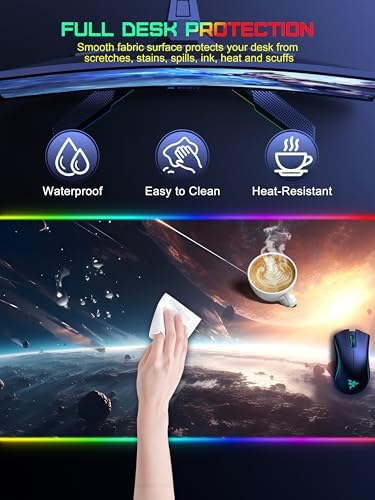 5-in-1 RGB Mouse Pad with 15W Wireless Charging, Keyboard Pad for Desk