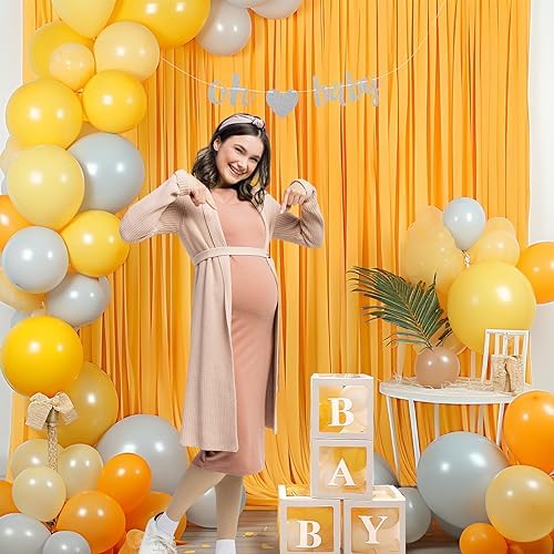 10x10 Marigold Backdrop Curtain for Parties Wrinkle Free Orange Photo Curtains Backdrop Drapes Fabric Decoration for Wedding Birthday Party Baby Shower 5ft x 10ft,2 Panels