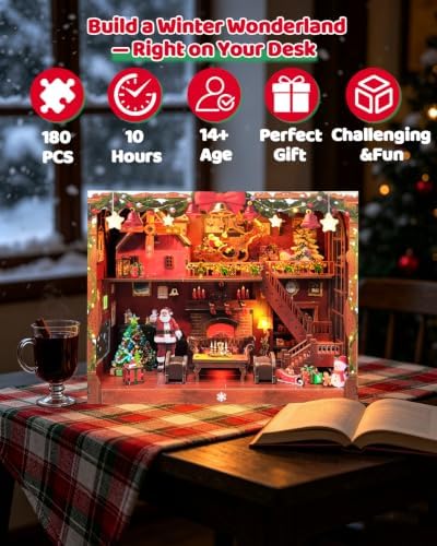 OZJAY Christmas Miniature House Kit, 3D Wooden Puzzles for Adults