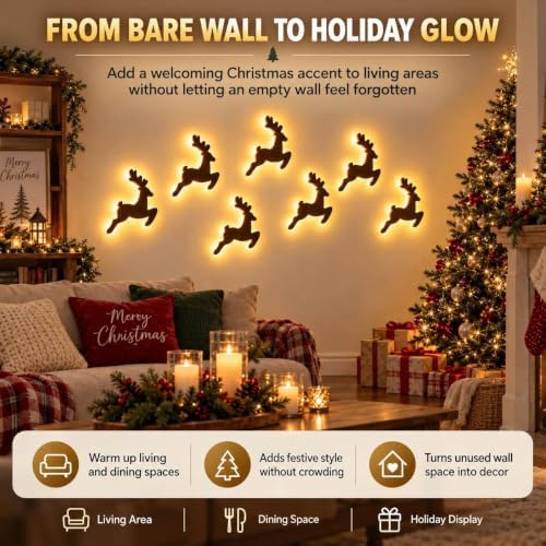 LED Reindeer Wall Decorations Festive Christmas Lighting for Indoor Display