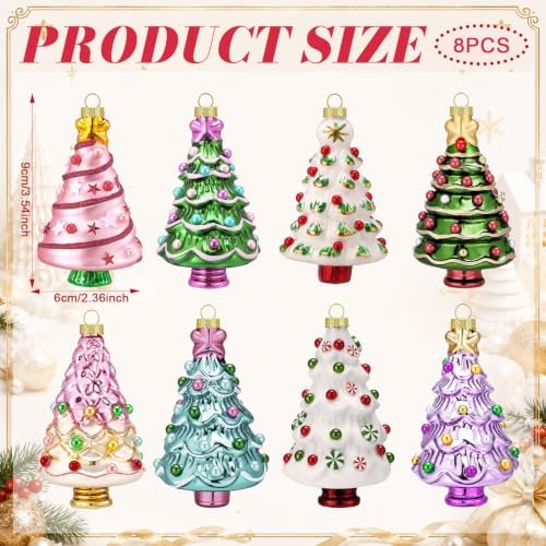 Sosation 8 Pcs Vintage Mercury Glass Christmas Tree Ornaments Tree Decor