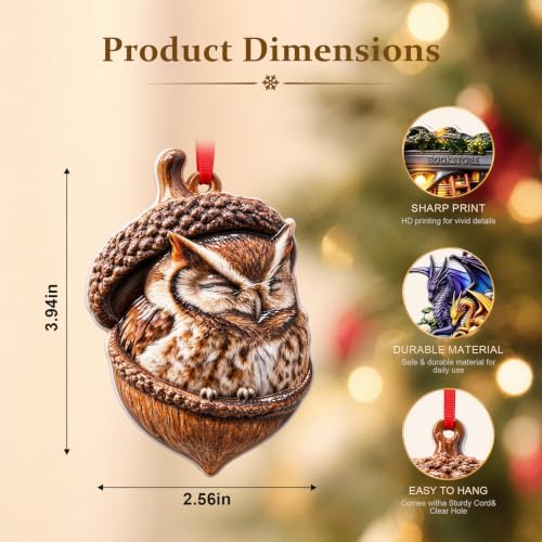 Christmas Ornament, 2026 Ornaments for Christmas Tree, Stained Glass Hanging Ornament, Holiday Ornaments, Unique Gift Idea - Owl on The Branch