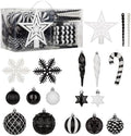 Briful 80ct Black & White Christmas Balls Ornament Set, Plastic Shatterproof Christmas Ornament Balls with Tree Topper Candy Canes Snowflakes for Xmas Tree Wreath Garland Decor