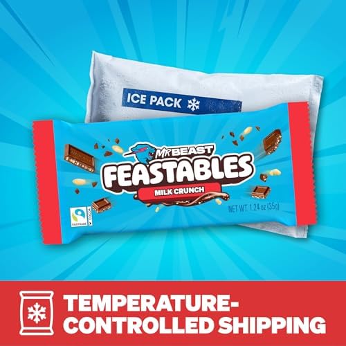 MrBeast Feastables Milk Chocolate Crunch Bar, Full Size, 24 Count