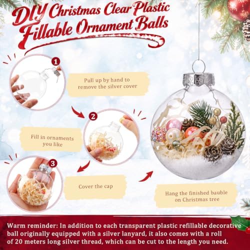 Wettarn 50 Pcs 3.15" Clear Plastic Disc Ornaments