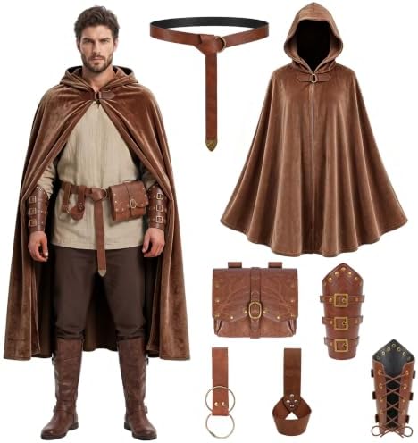 Renaissance Costume for Men, Viking Cloak Set, Ren Faire Halloween