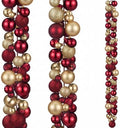 2 Pcs 6 ft Christmas Ball Ornament Garland, Red, Gold