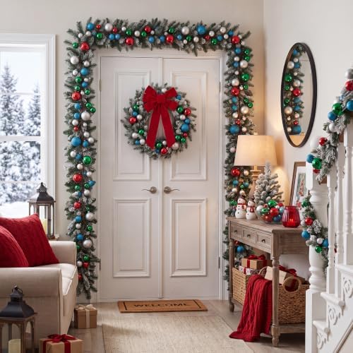 2 Pcs 6 ft Christmas Ball Ornament Garland, Modern