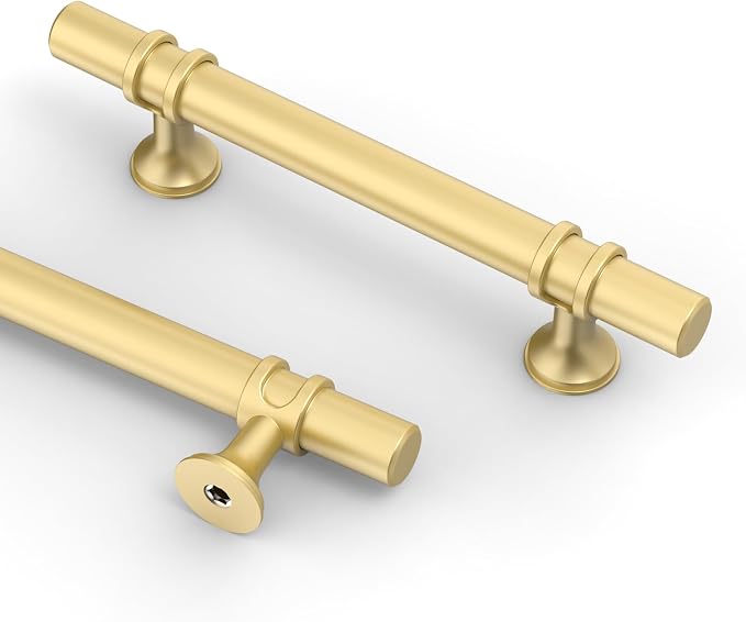 Asidrama 10 Pack 3.75 Inch(96mm) Brushed Gold Kitchen Cabinet Handles, Cabinet Pulls Kitchen Cabinet Hardware Cupboard Handles Drawer Pulls