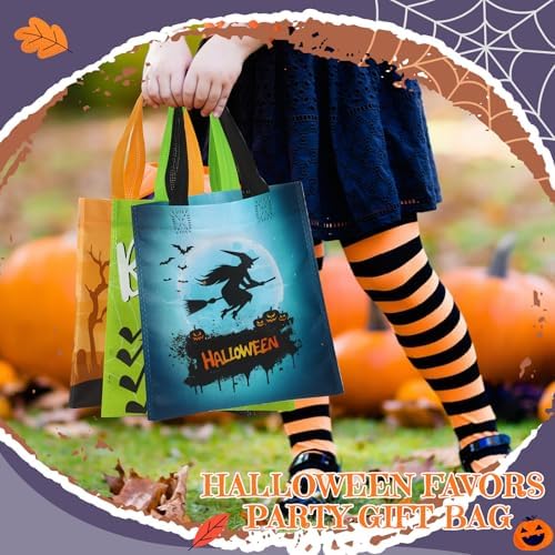 Sweetude 120 Pcs Halloween Tote Bags Bulk Halloween Trick Treat with Handle