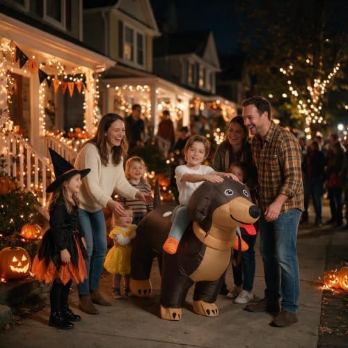 One Casa Inflatable Dog Costume for Kids,Blow Up Ride Dachshund Suit
