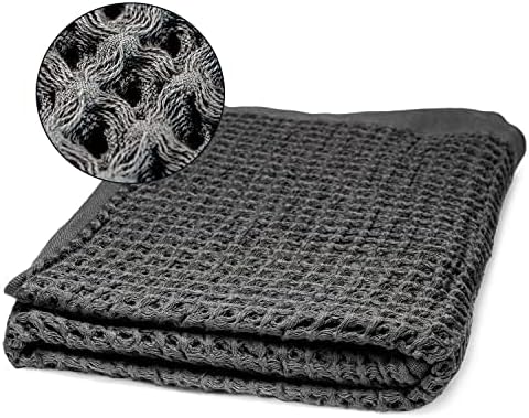Sutera Silverthread Bath Towel | 16" x 30" (Grey) | Silver Ion Technology; waffle weave design for quick-drying; 100% U.S. Pima Cotton; plush for spa or everyday use