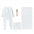Luxury Baby Gift Set – 4-Piece Premium Bamboo Baby Essentials (Pajama, Blanket, Burp Cloth & Wooden Brush) – Soft, Eco-Friendly, Gender-Neutral Newborn Gift