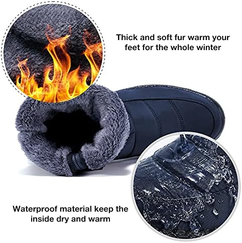 Alicegana Womens Winter Snow Boots for Women Waterproof Warm Fur Lining Mid Calf Boots with Zipper Comfortable Outdoor Shoes