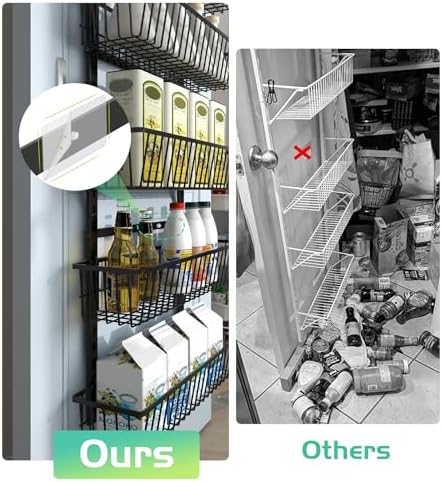 Mefirt 12 Inch Wide Narrow Over The Door Pantry Organizer 6-Tier Black