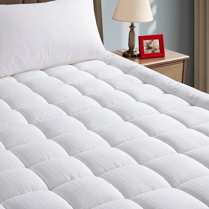 EASELAND Mattress Pad Twin XL Pillow Top Mattress Cover Quilted Fitted Protector Single Cotton Top 8-21" Deep Pocket Mattress Topper(39x80 Inches)