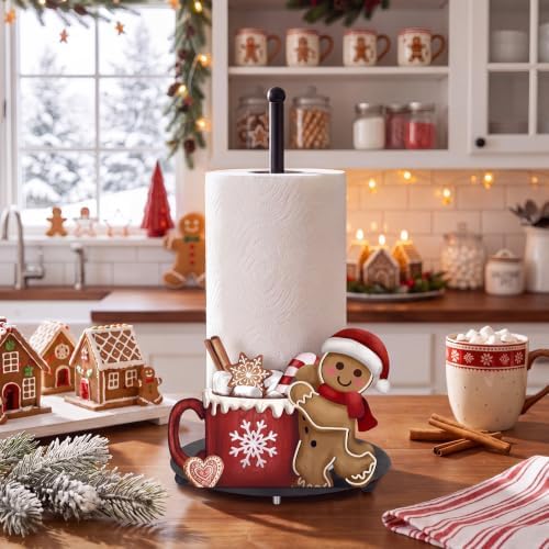 Christmas Paper Towel Holder, Gingerbread Man Kitchen Stand Decor
