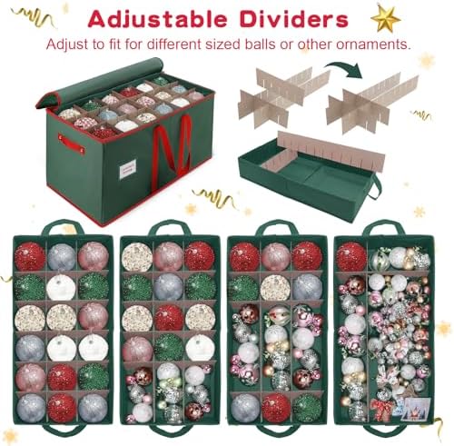 Large Christmas Ornament Storage Box Keeps 54 4" & 3 Individual Trays