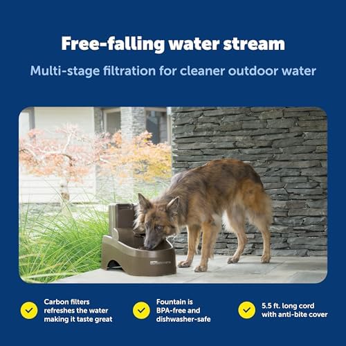 PetSafe Drinkwell Outdoor Dog Water Fountain, 2 Reservoirs, 450 oz, Taupe
