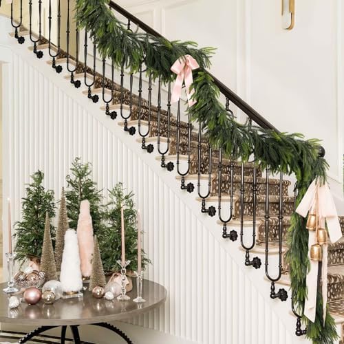 N&T NIETING 12FT Christmas Norfolk Pine Garland Real Touch Pine Artificial Garlands Faux Greenery Garland Winter Christmas Garland for Table Mantle Fireplace Indoor Outdoor Xmas Decorations (1 Pcs)