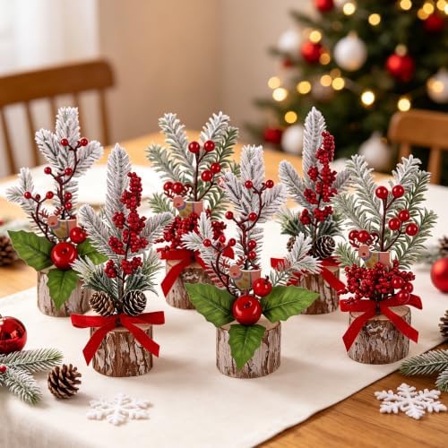 winemana Christmas Table Decorations Indoor Xmas Centerpieces Decor, 6 Pack