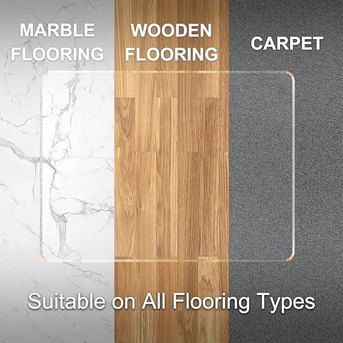 MESAILUP Beveled Edge Office Chair Mat for Carpet or Hardwood Floor Crystal Clear, 36" x 48" for a Smooth Glide and Easy Roll On/Off, Heavy Duty and Non-Slip Floor Ultimate Clear Chair Mat Set of 2